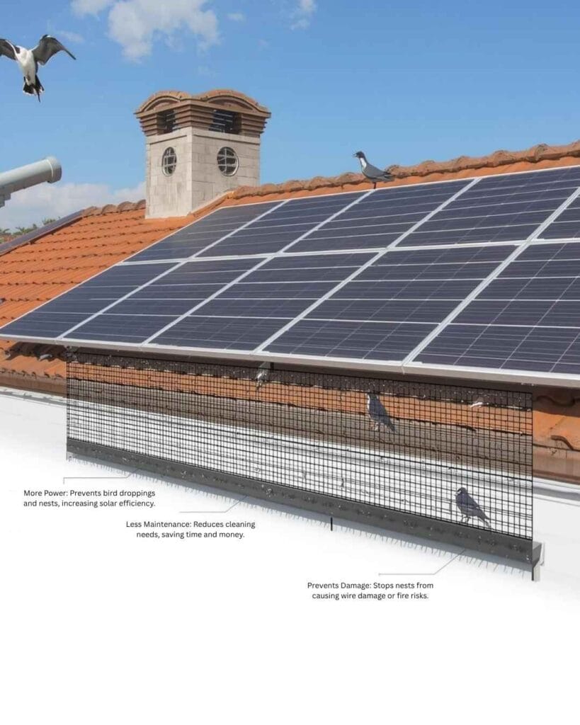 Solar panel bird proofing in Coachella Valley